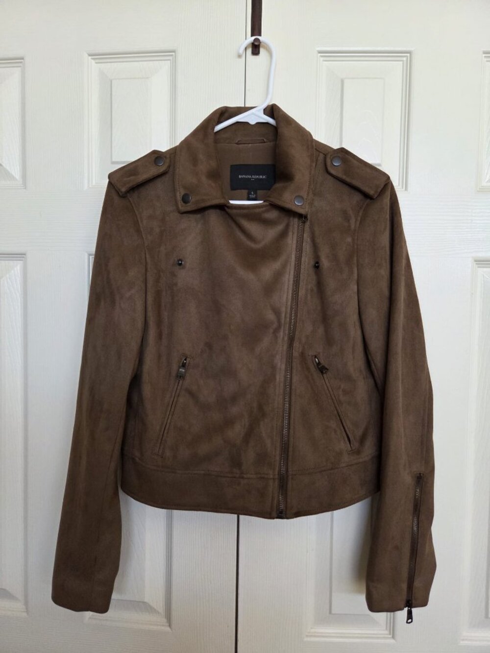 Banana Republic Brown Faux-Suede Moto Jacket Size S